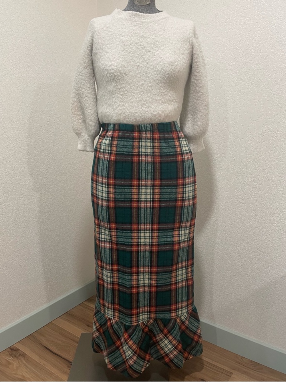 Vintage 70s Plaid Maxi Skirt